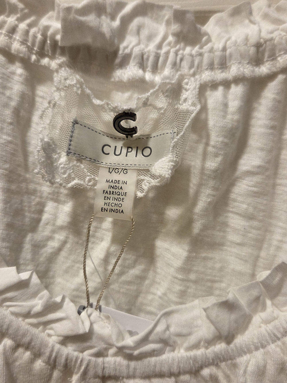 Cupio White Boho Lace-Trim Tunic Top - Picture 3 of 4